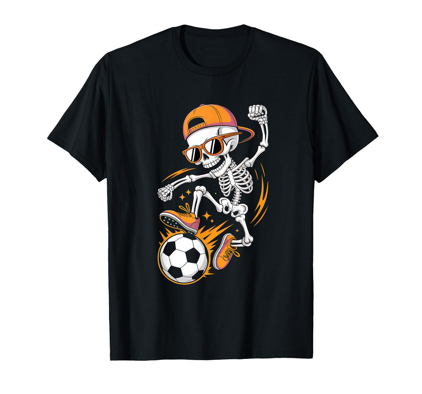 Halloween Skeleton Funny Soccer Shirt for Teens Boys Men T-Shirt