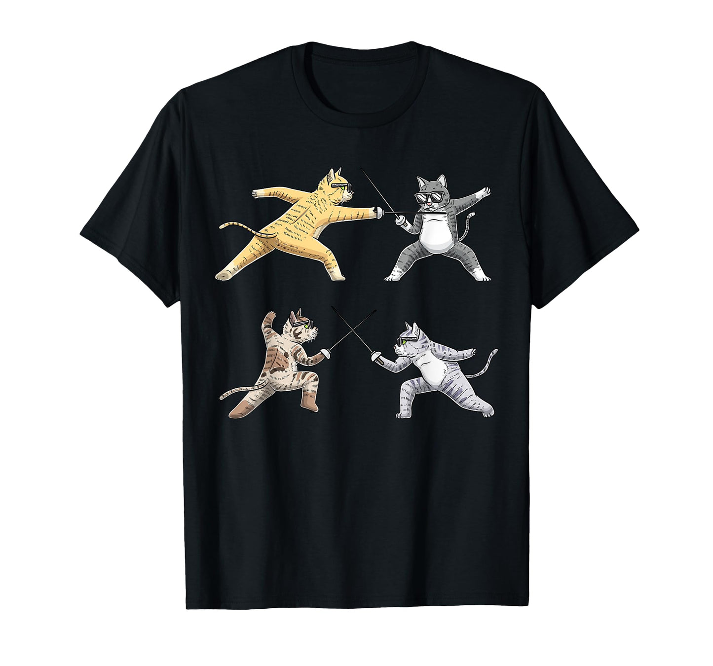Fencer Cat With Epee Fencing T-Shirt
