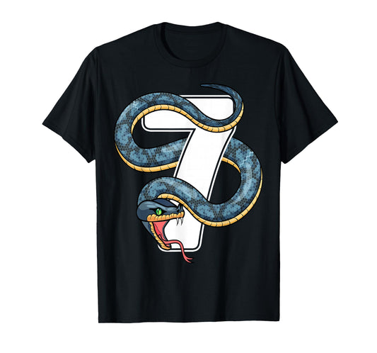 7th Birthday Snake Lover Seven 7 Year Old Birthday Boy Girl T-Shirt
