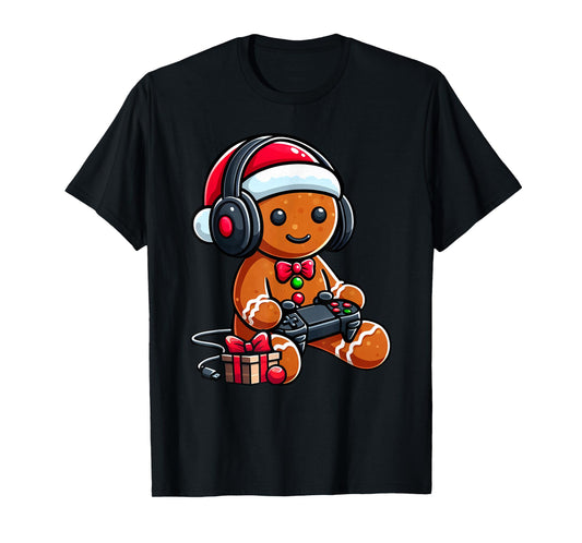 Funny Christmas Gamer Gingerbread Xmas Gaming Men Boys Kids T-Shirt