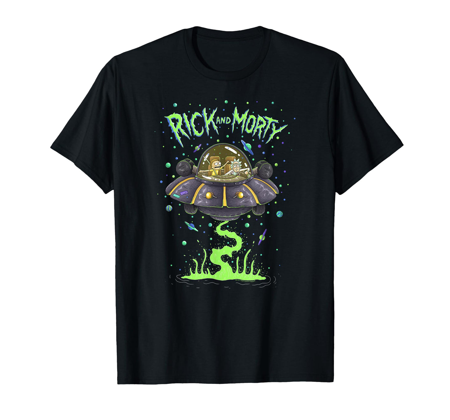 Rick and Morty Spaceship Getaway Funny Cartoon T-Shirt