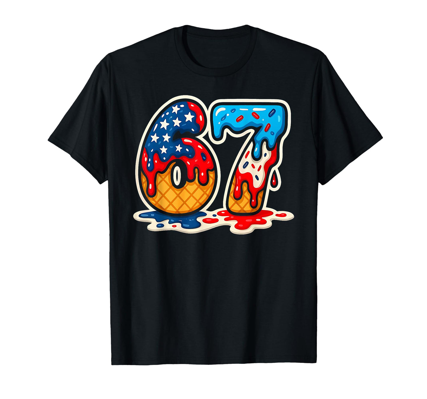 67 Ice Cream Drip Meme Funny Six Seven Gen Alpha Slang T-Shirt