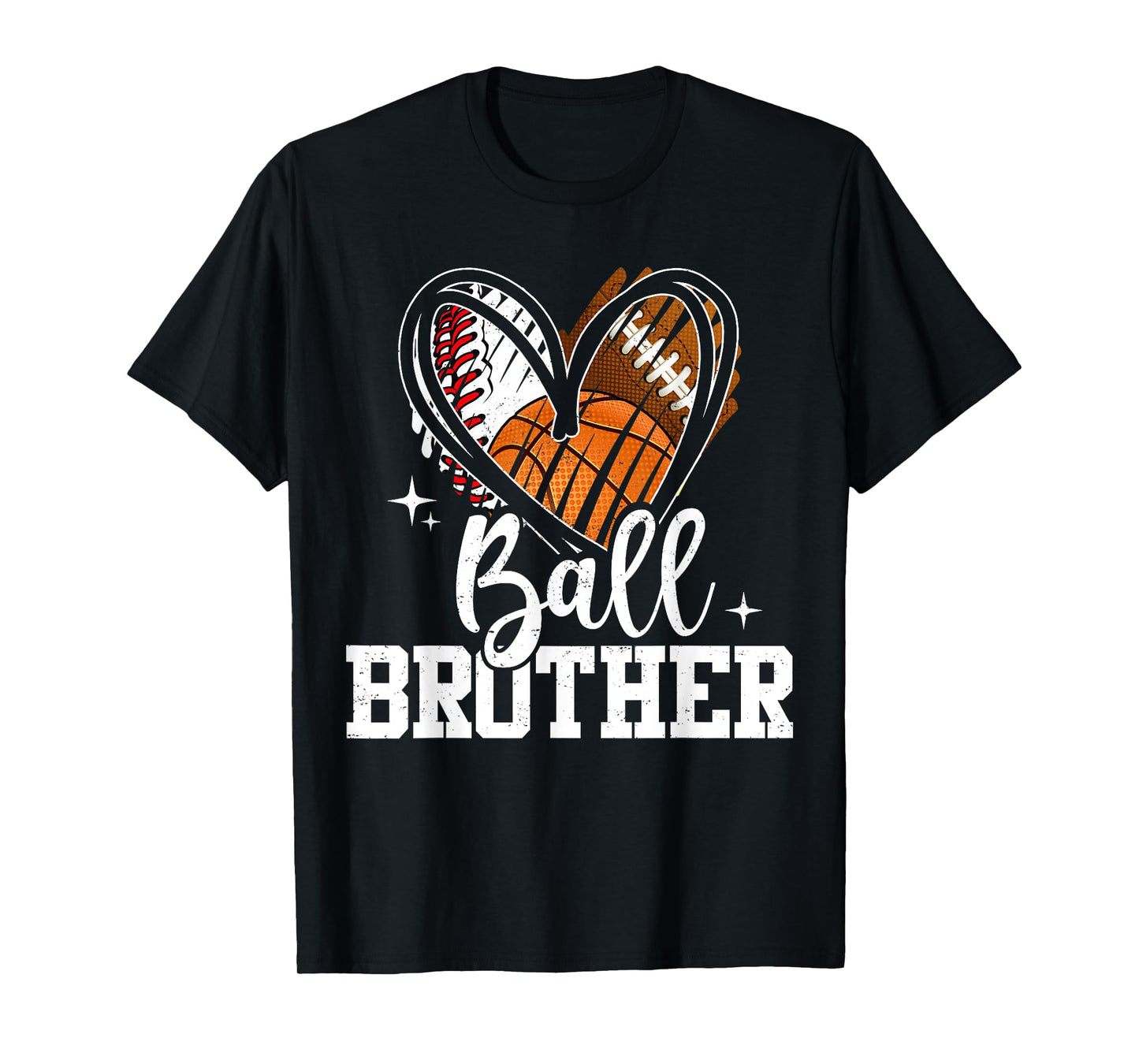 Ball Brother Baseball Football Basketball Heart T-Shirt