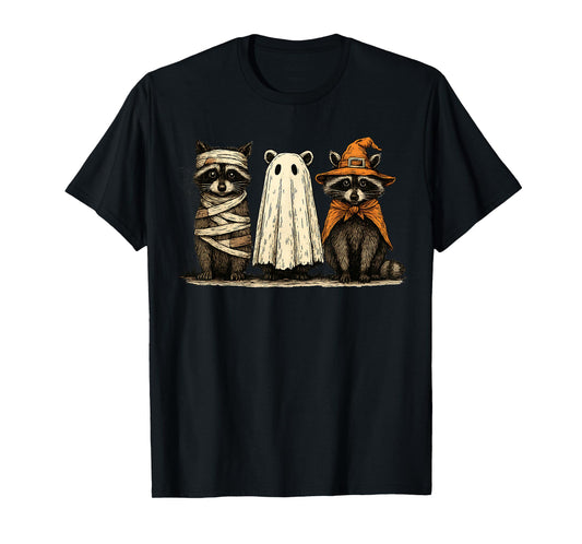 Cute Halloween Raccoon Ghost Witch Costume T-Shirt