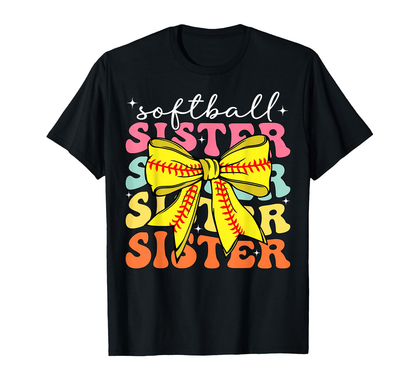 Softball Sister Coquette Bow Softball Sister Game day T-Shirt