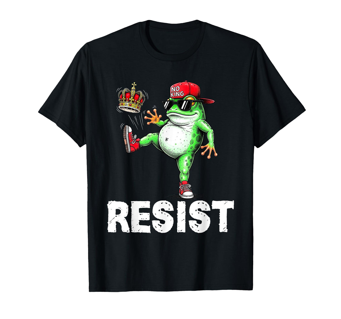 Vintage Cool Frog Resist No King Graphic Retro Streetwear T-Shirt