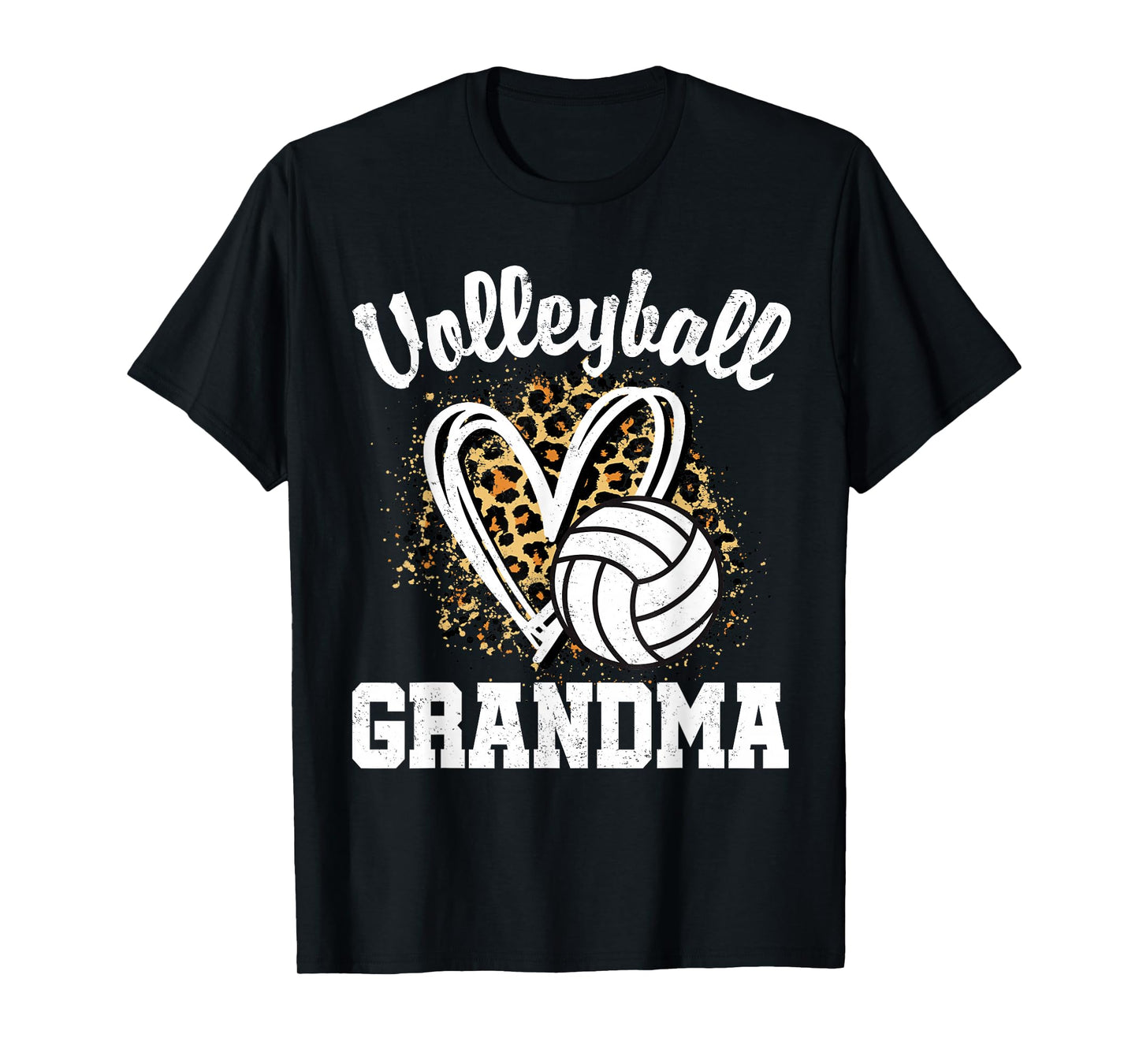 Volleyball Grandma Leopard Heart T-Shirt