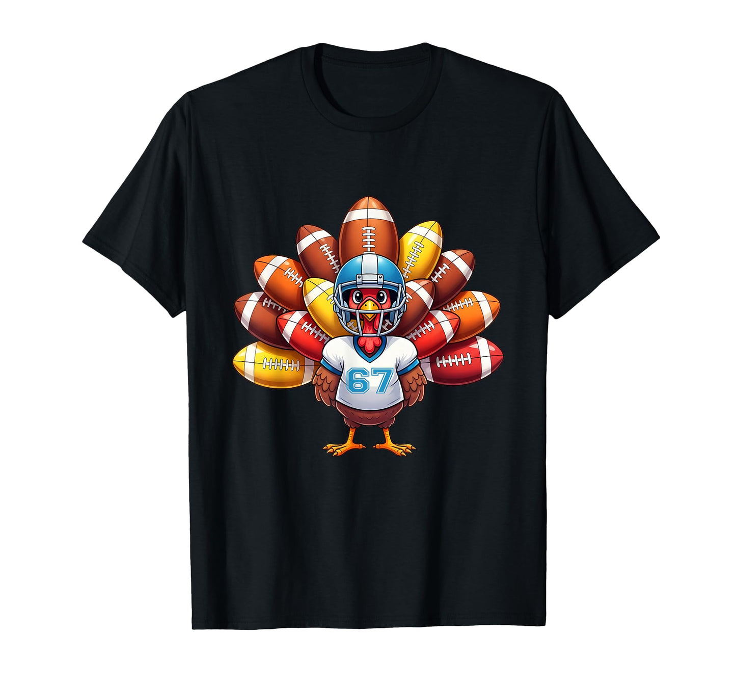 Six Seven 6 7 Meme Thanksgiving Football Turkey Six Seven T-Shirt