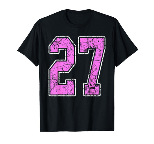 Grunge Pink and Pink Number 27 Jersey Player Uniform #27 T-Shirt