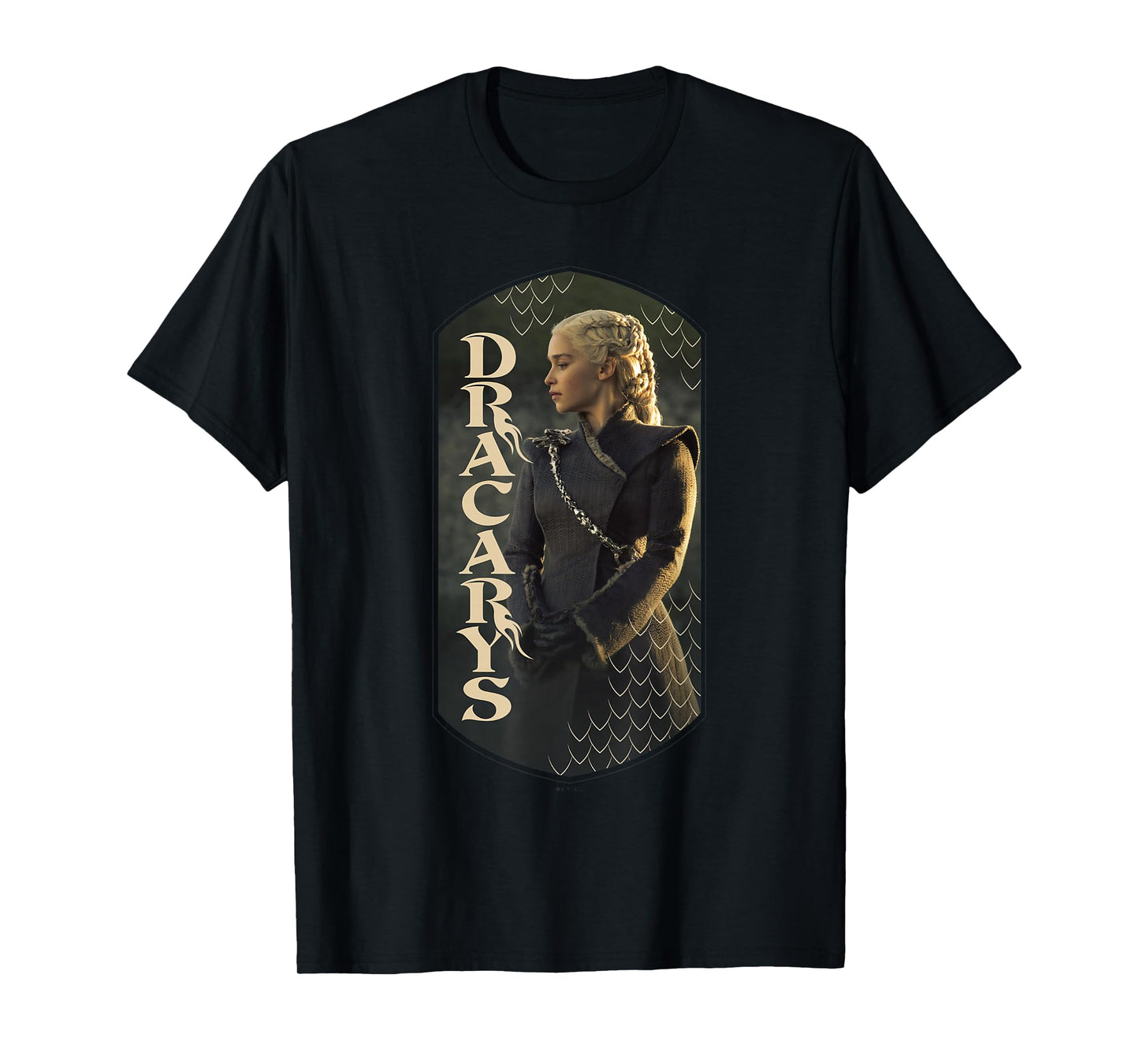 Game Of Thrones Dracarys Daenerys Targaryen Vignette Panel T-Shirt, Small, Black