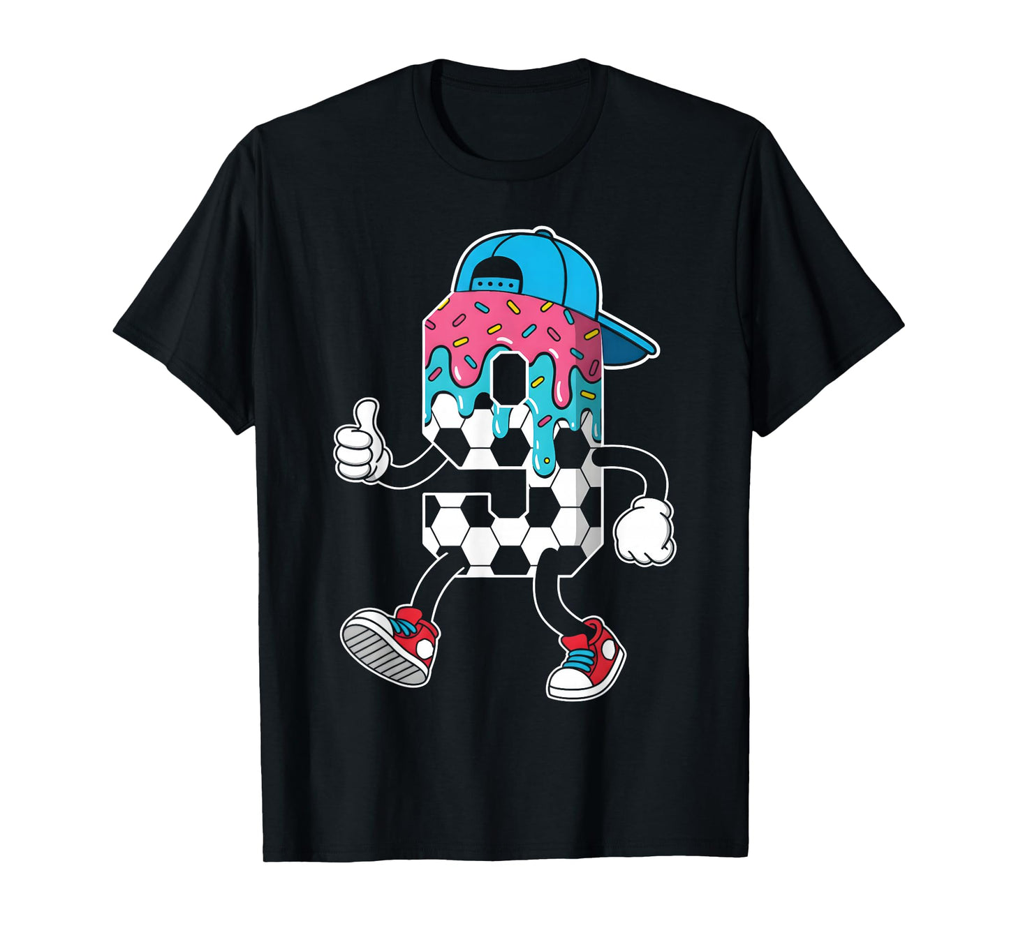 Soccer 9 Year Old Ice Cream Drip Youth 9th Birthday Boy 9 T-Shirt