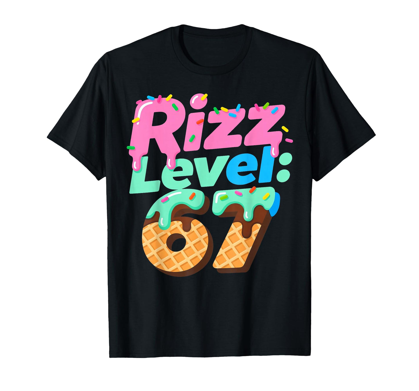 Rizz Level 67 Meme Shirt Ice Cream Drip Meme Six Seven 6 7 T-Shirt