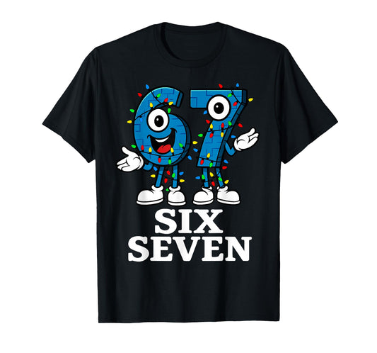 67 Six Seven 6-7 Christmas Lights - Funny Brainrot Kids Meme T-Shirt