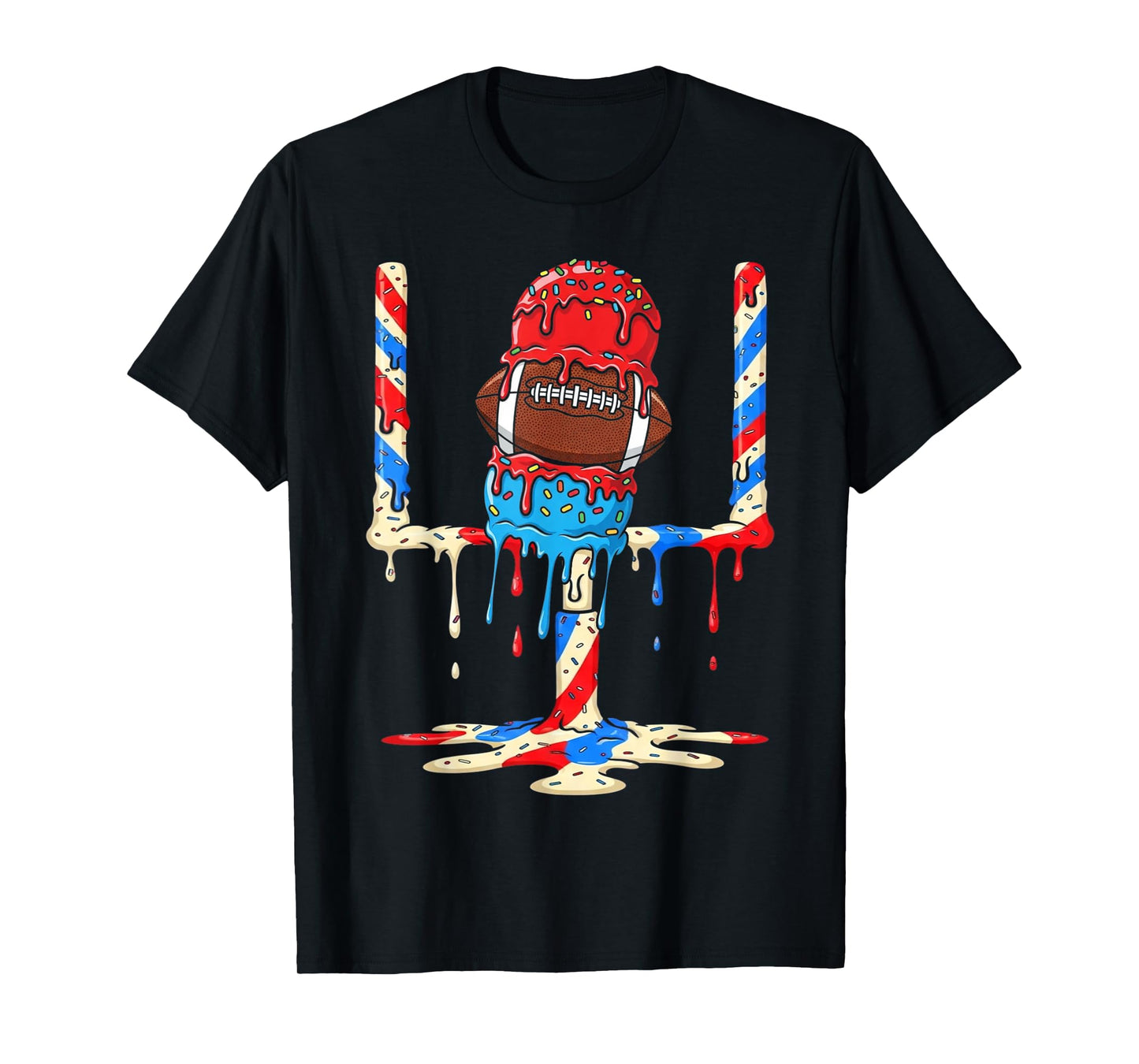 Ice Cream Drip Football Goalposts Football Drip Patriotic T-Shirt