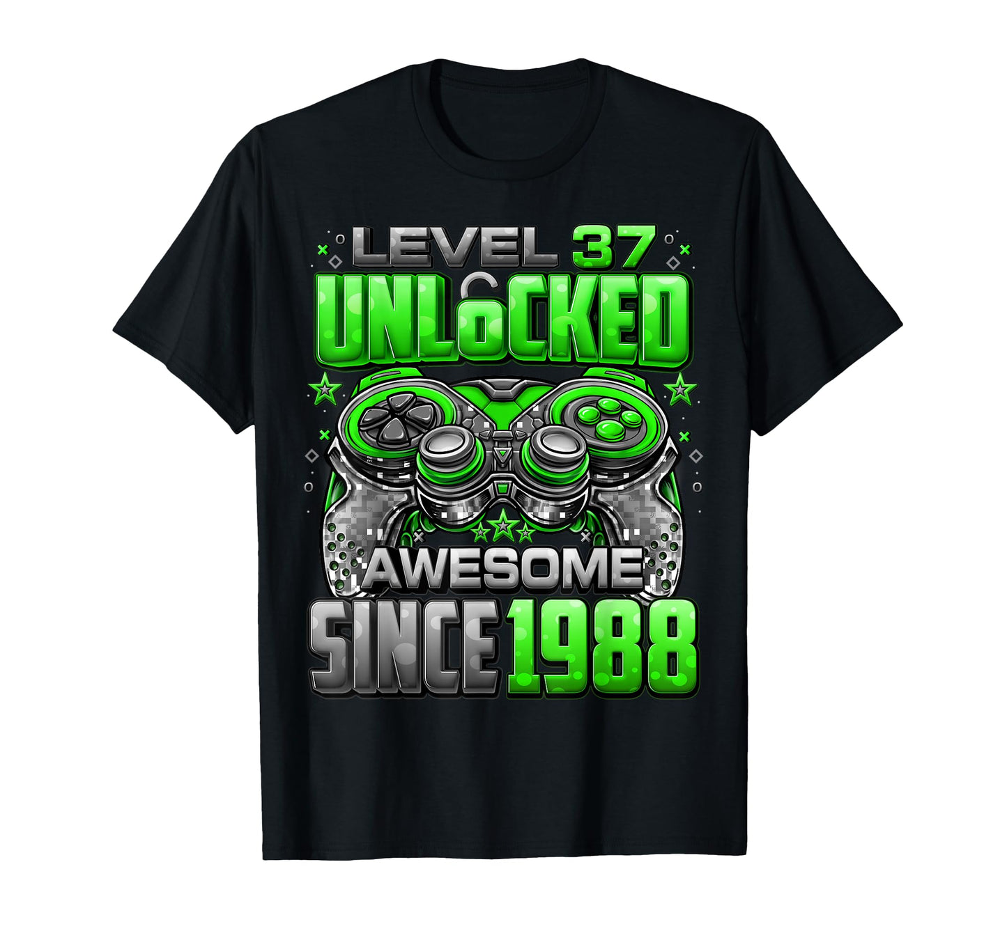 Level 37 Unlocked Awesome Since 1988 37th Birthday Gaming T-Shirt