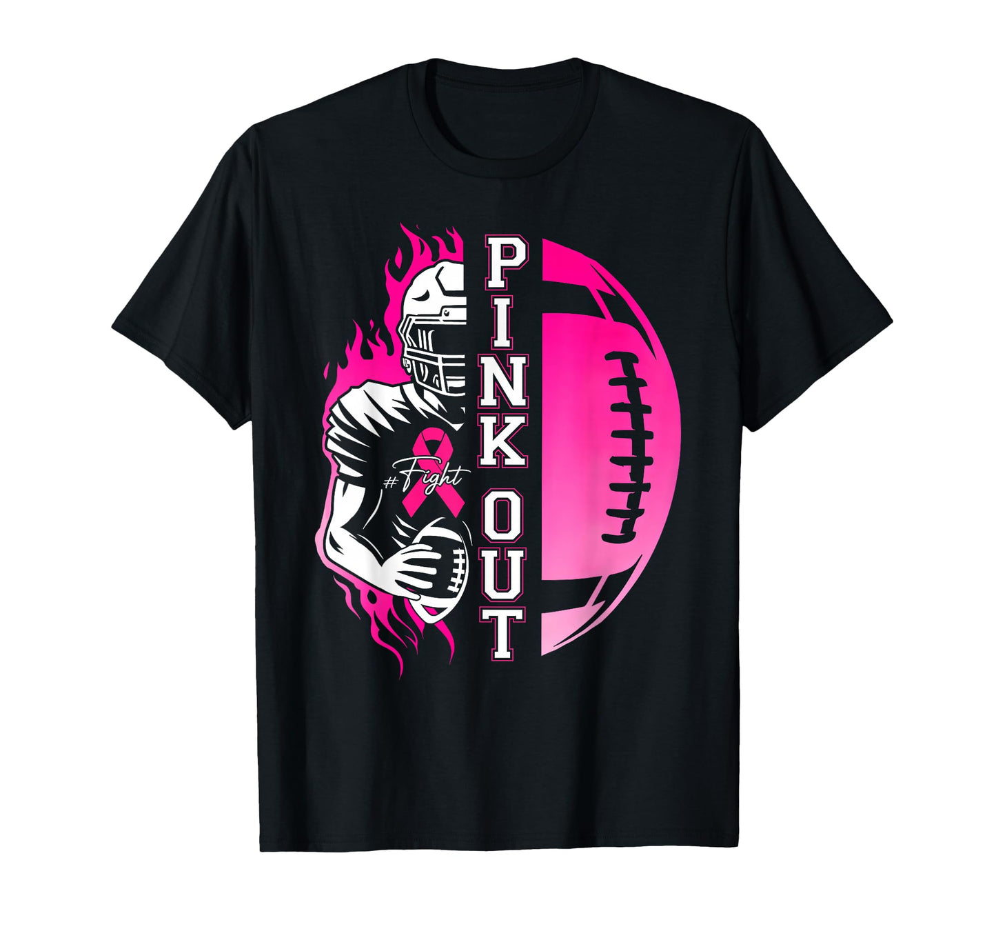 Football Pink Out Team Breast Cancer Awareness Month Womens T-Shirt