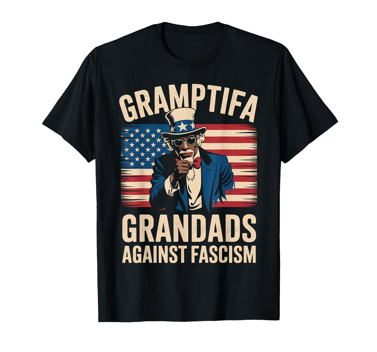 Gramptifa Black Grandad Against Fascism Flag Resist No Kings T-Shirt
