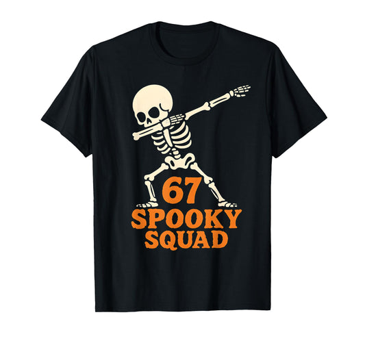 67 Halloween Meme 6 7 Numbers Six Seven Funny Kids Skeleton T-Shirt