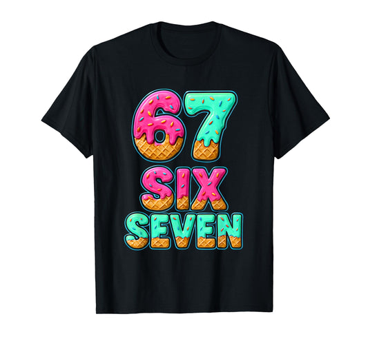 67 Ice Cream Drip Baseball Six Seven Funny 6-7 Meme Teen Boy T-Shirt