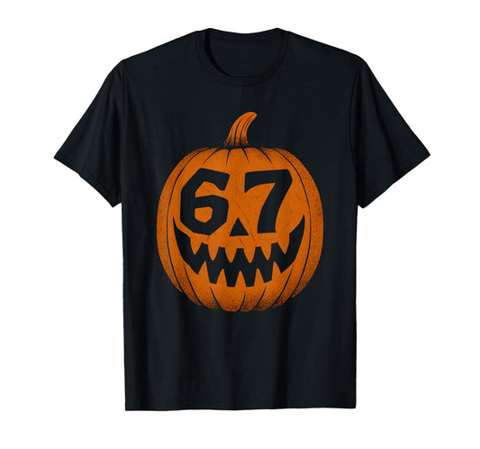 67 Meme Halloween Pumpkin 6 7 Brainrot Six Seven Teen Boys T-Shirt