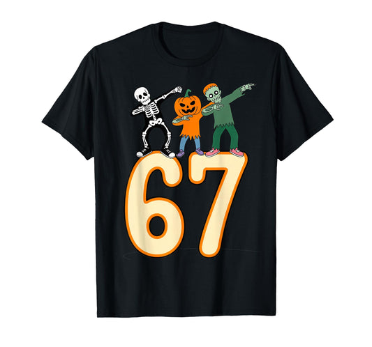 67 Halloween Meme 6 7 Numbers Six Seven Skeleton T-Shirt