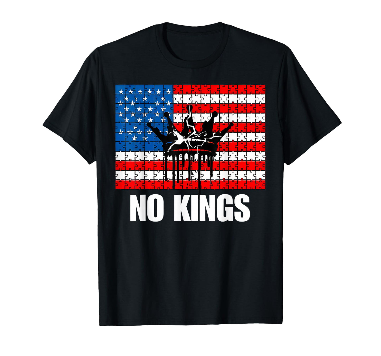 No Kings Shirt No Kings USA Flag Puzzle Piece T-Shirt