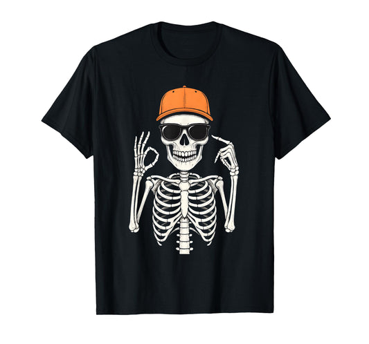 6 7 Meme Skeleton Hand Halloween Funny Six Seven Boy Men Kid T-Shirt