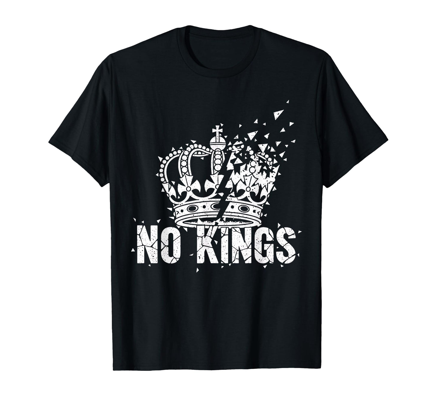 No Kings Punk Rock Anti-Monarchy Shattered Crown Distressed T-Shirt
