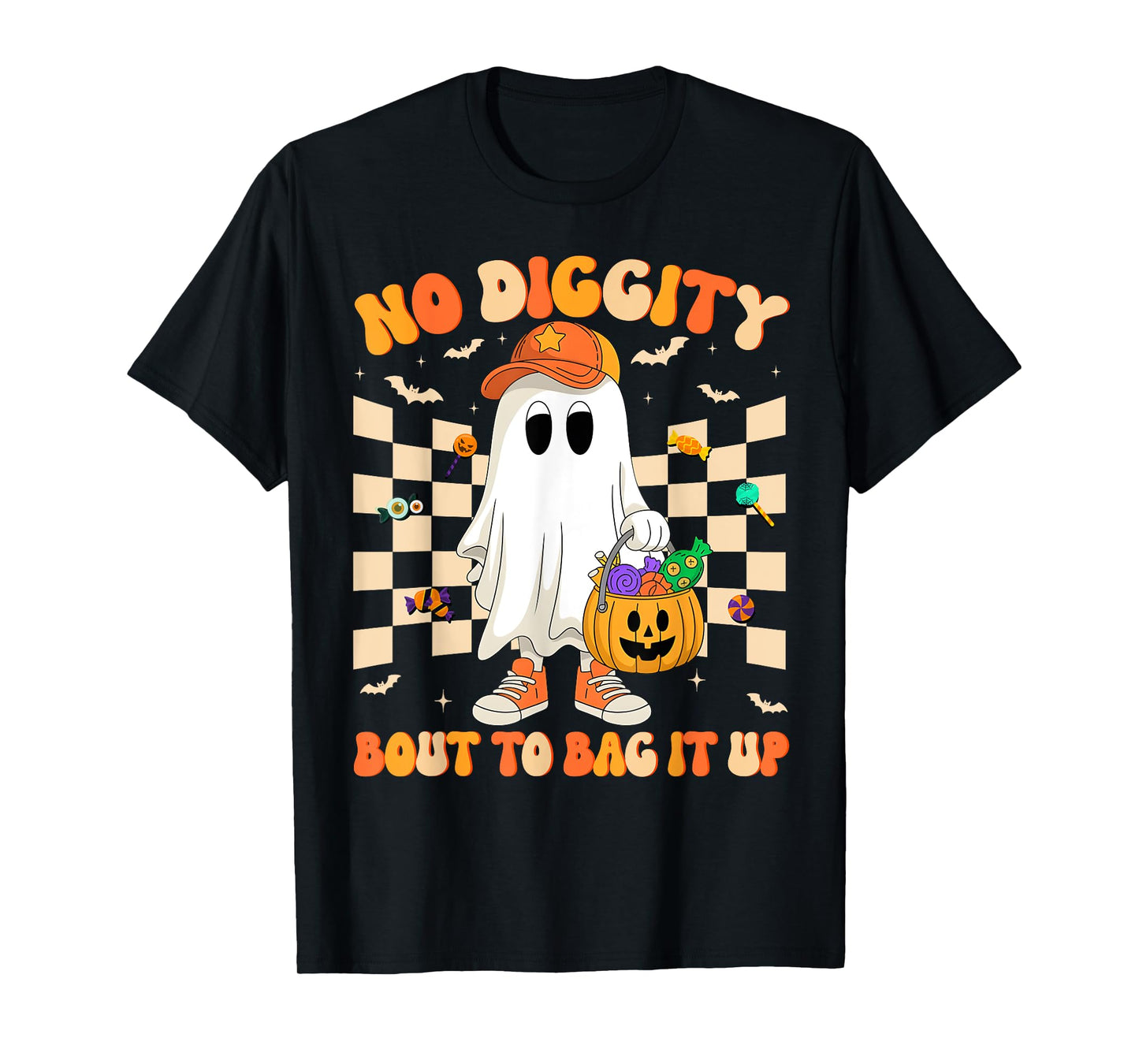 No Diggity Bout To Bag It Up Halloween Ghost Boy Girl Kids T-Shirt