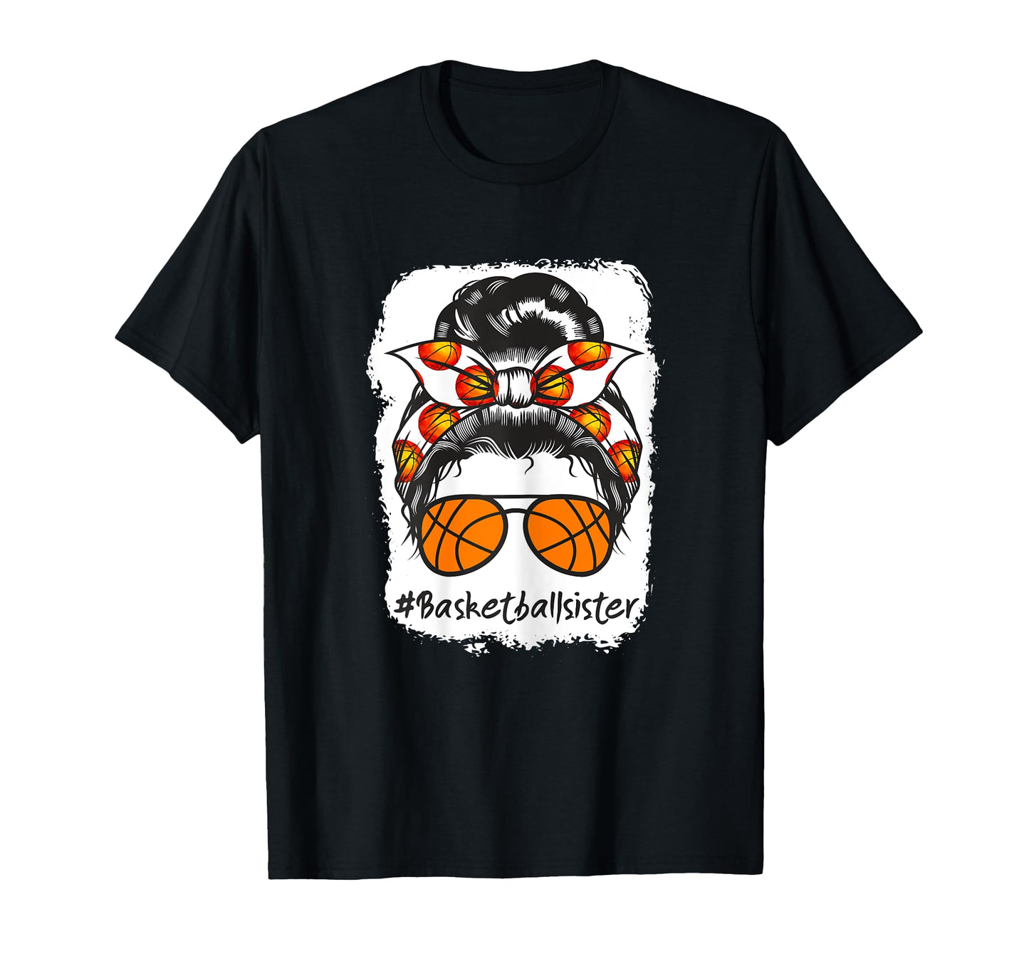 Bleached Basketball Sister Messy Bun Ball T-Shirt