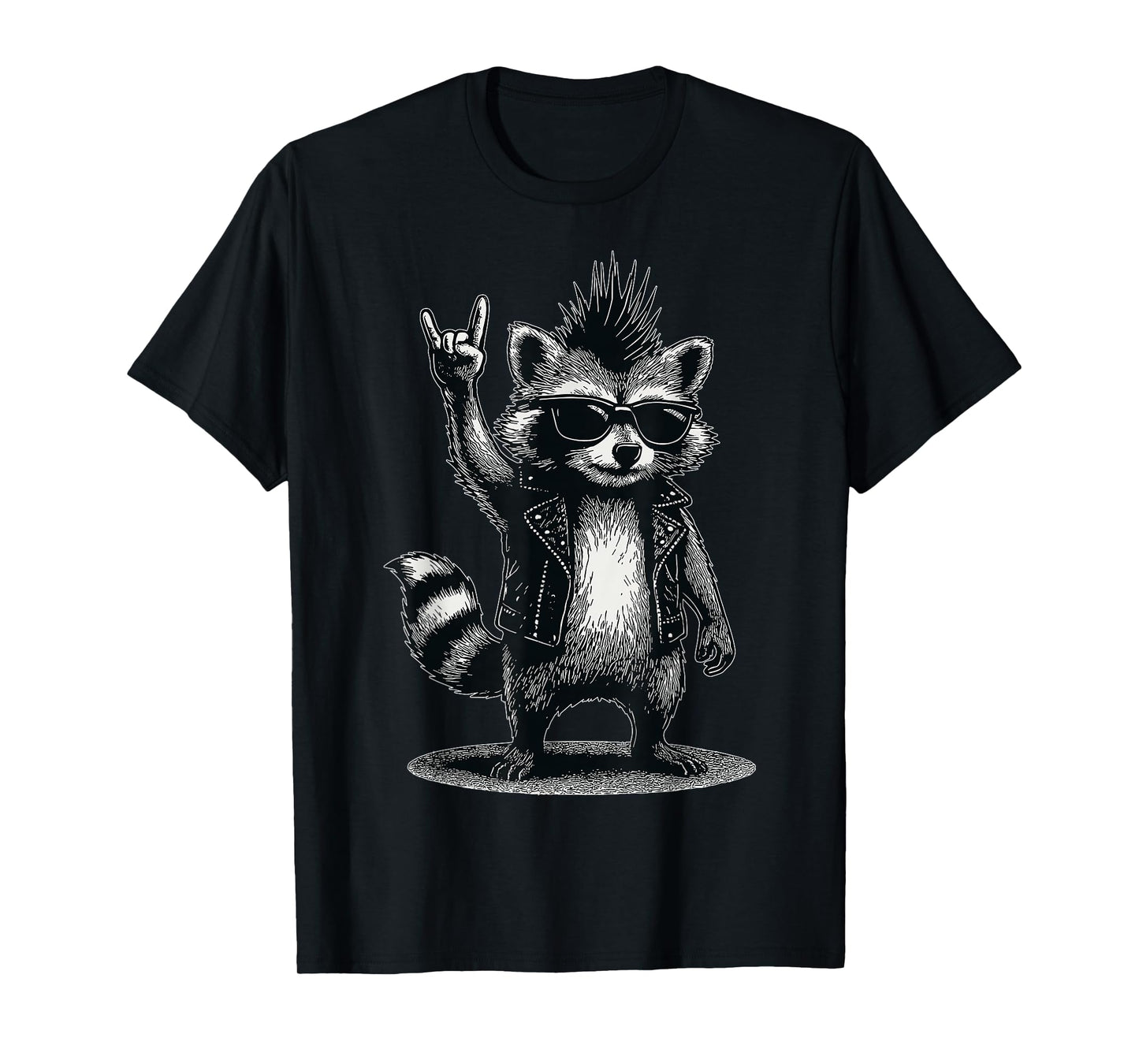 Funny Raccoon Rock Hand Rock and Roll Kids Mens T-Shirt