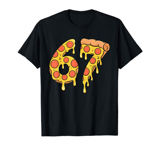 67 Pizza Meme Funny Six Seven Gen Alpha Slang Kids Design T-Shirt