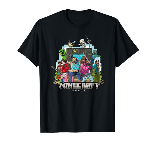 A Minecraft Movie Main Characters Group Shot Cartoon Style T-Shirt