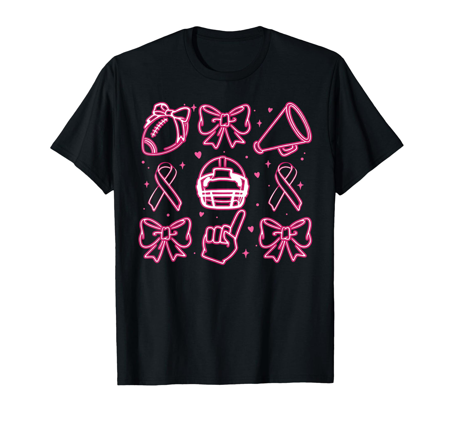 Coquette Bow Cheer Football Pink Out Breast Cancer Awareness T-Shirt