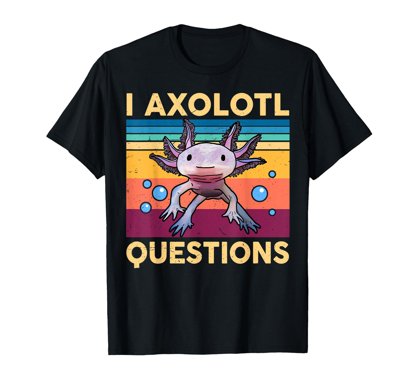 Large Axolotl Retro I Axolotl Questions Cute Axolotl Kids T-Shirt