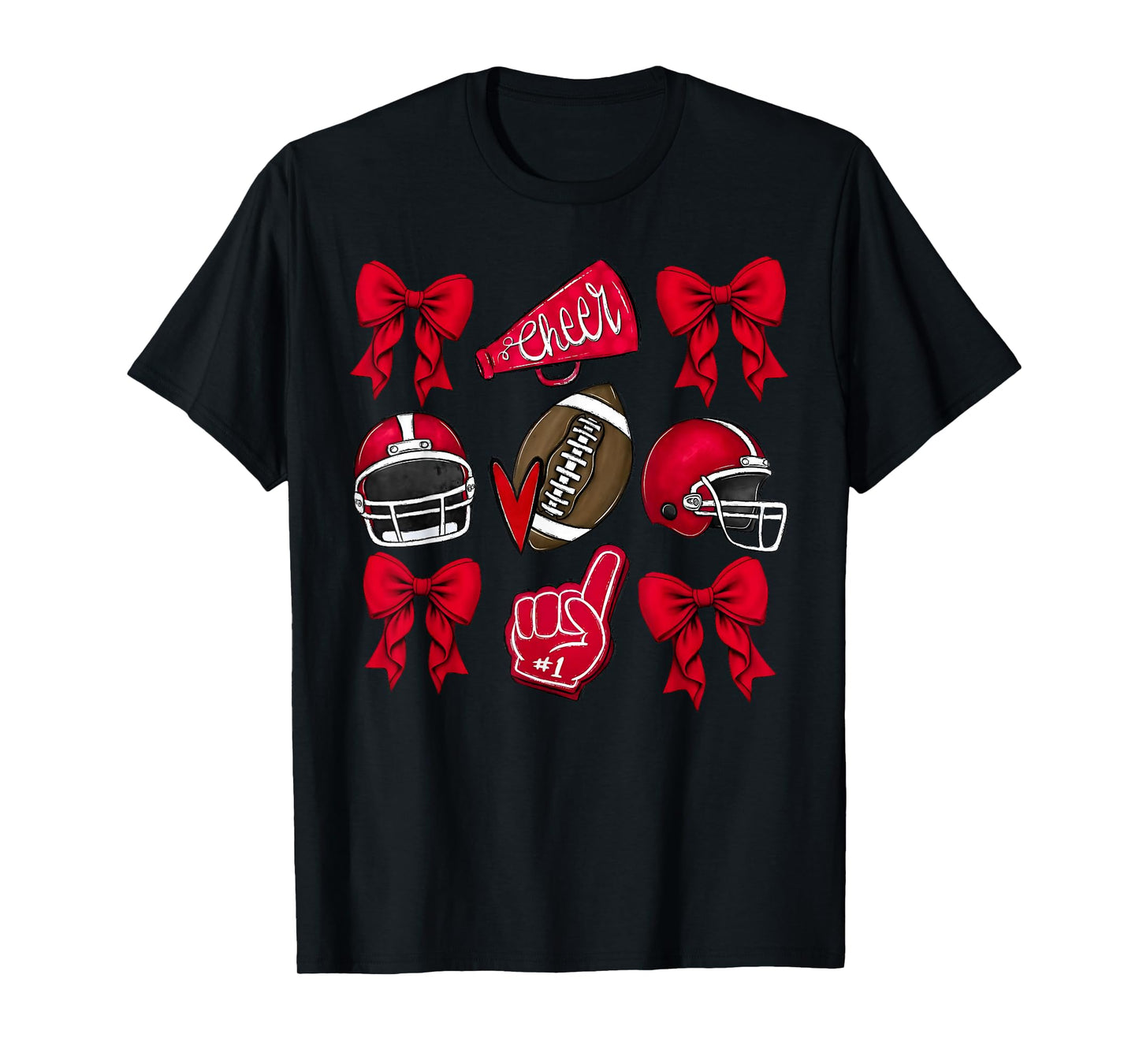 Cheer Coquette Bow American Football Game Day Thanksgiving T-Shirt