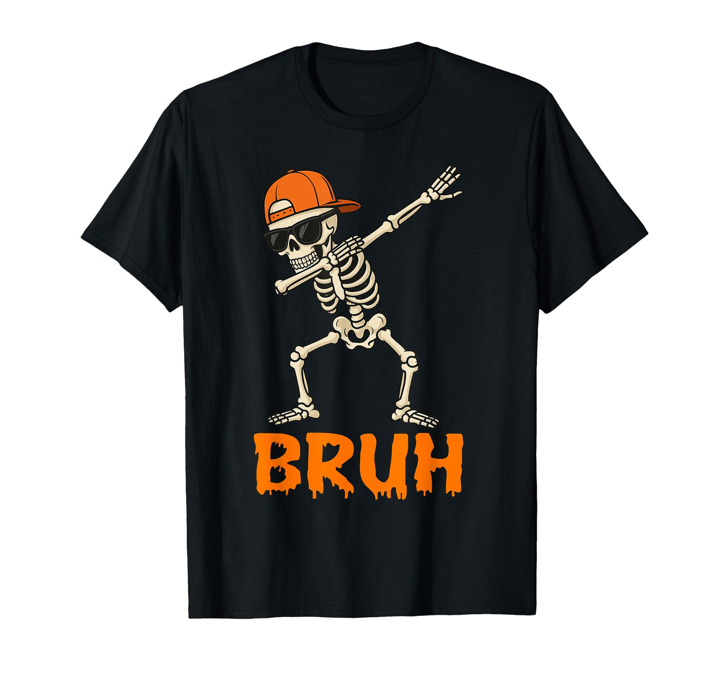 Bruh Dabbing Skeleton Funny Mens Kids Boys Halloween T-Shirt