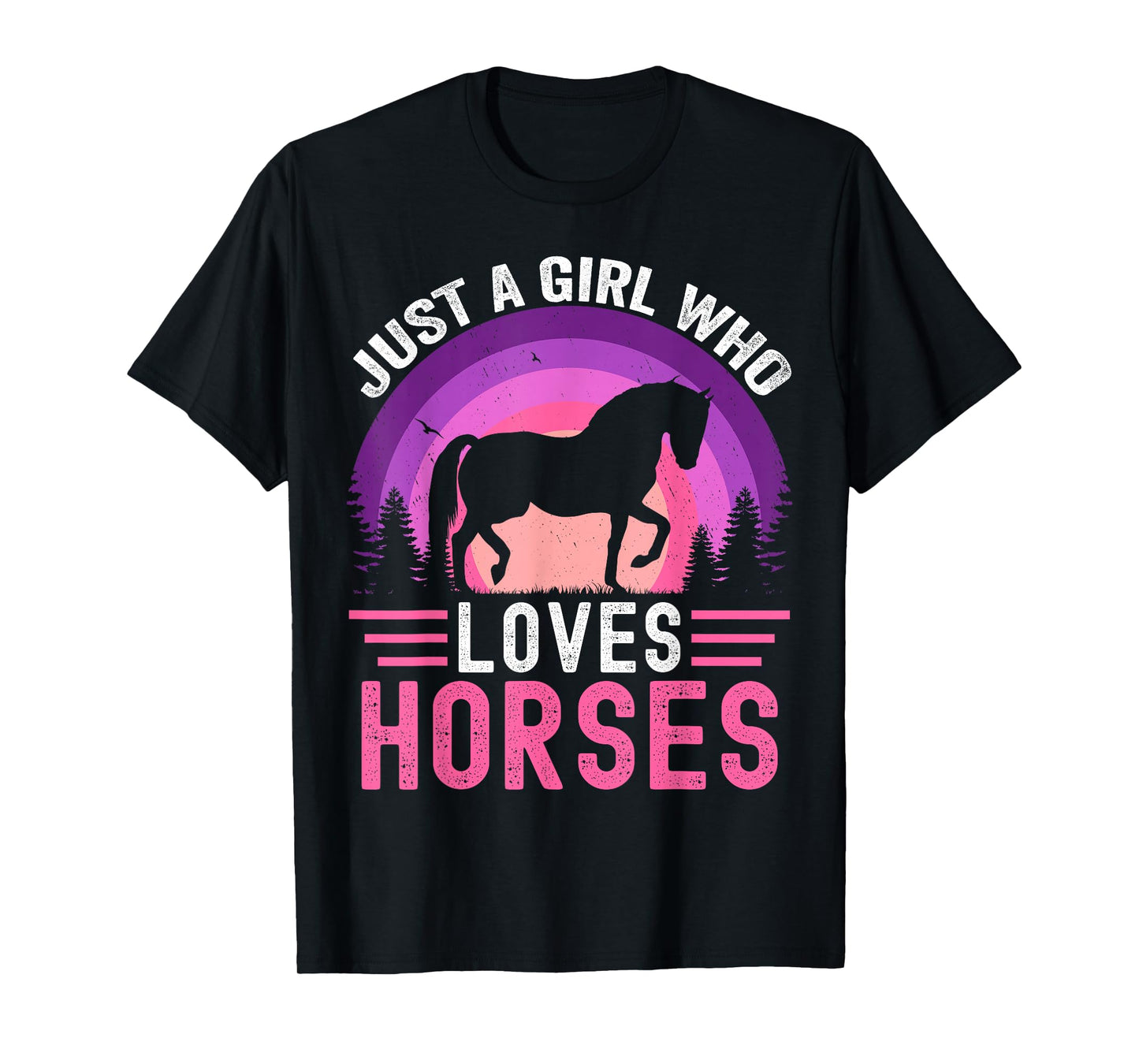 Just A Girl Who Loves Horses Retro Vintage Friesian Horse T-Shirt