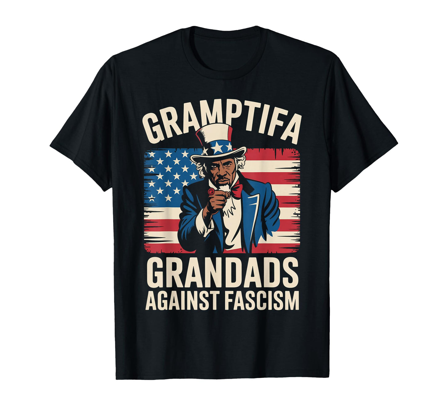 Gramptifa Black Grandad Against Fascism Flag Resist No Kings T-Shirt