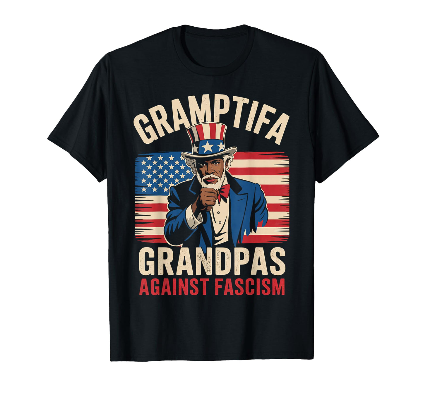 Gramptifa Black Grandpa Against Fascism Flag Resist No Kings T-Shirt