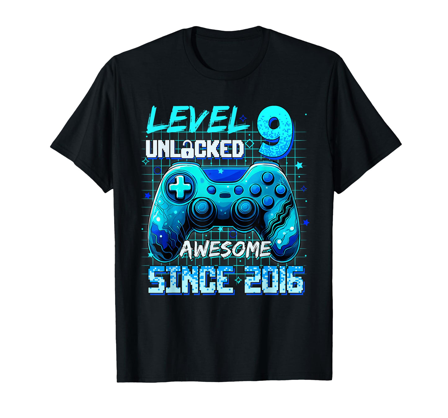 Level 9 Unlocked Awesome Since 2016 Birthday Gaming T-Shirt