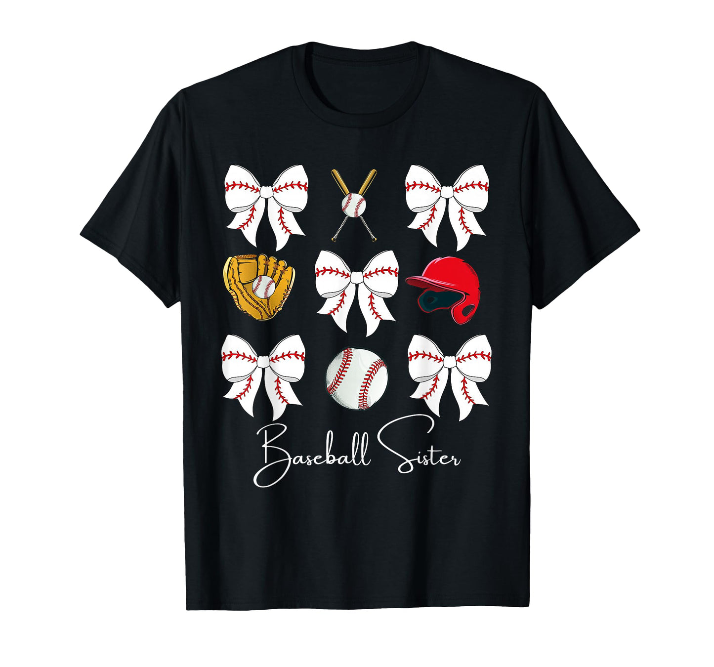Baseball Sister Coquette Bow Girls Cheer Baseball T-Shirt