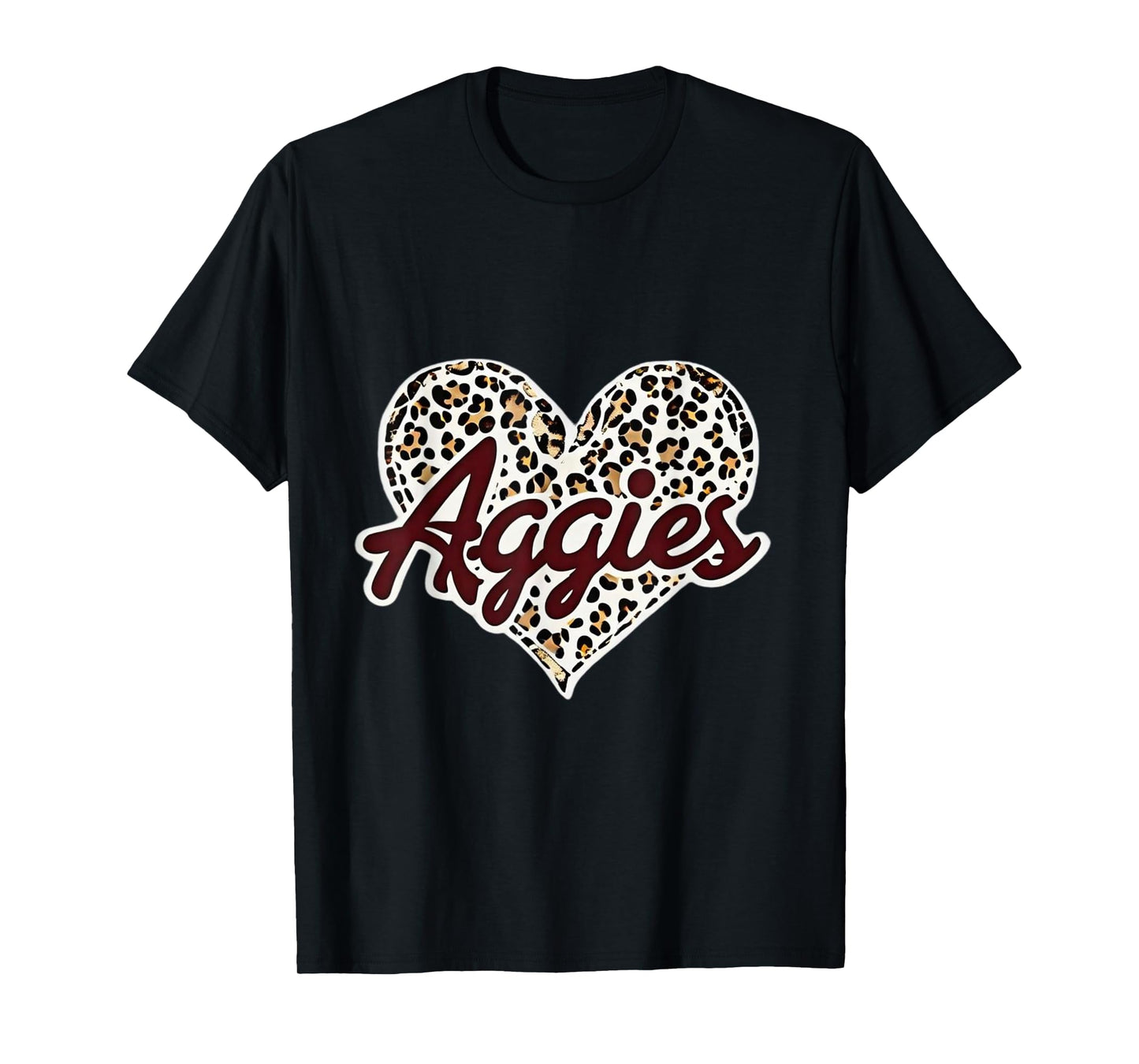Aggies Love Leopard Heart Fashion Tee for Students T-Shirt