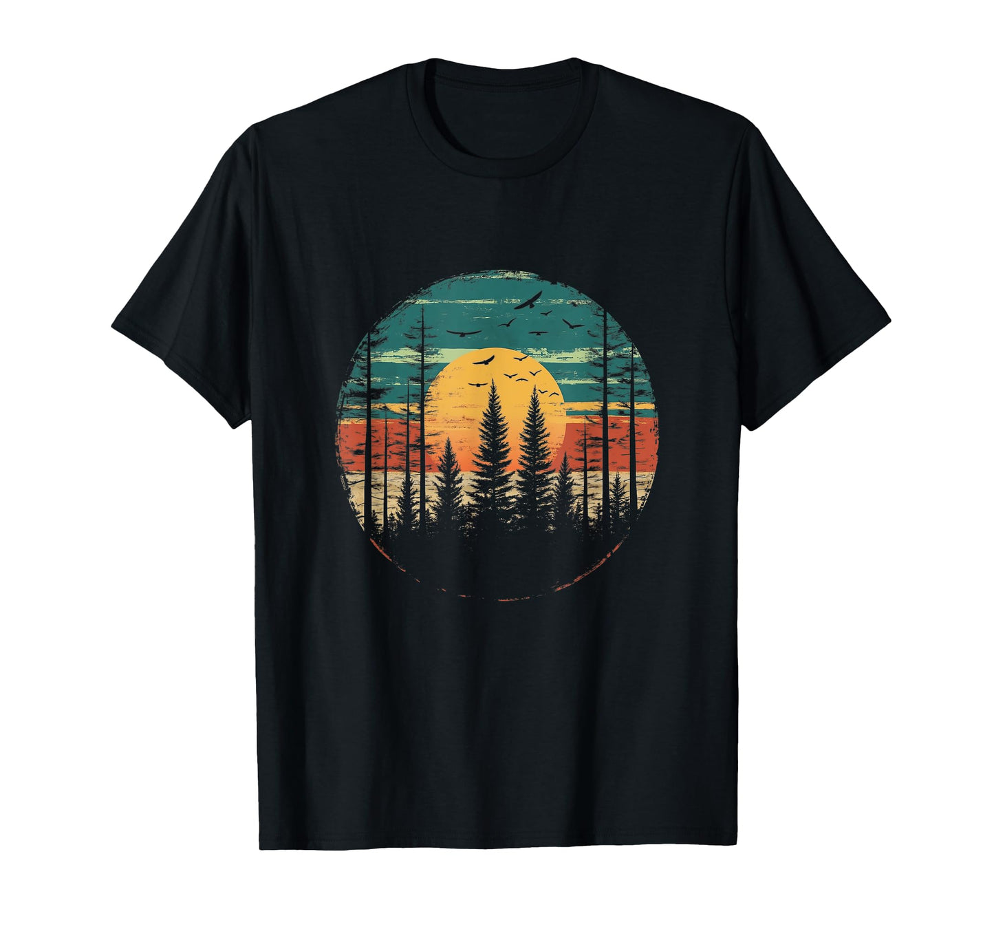 Retro Forest Trees Outdoors Nature Women Men Vintage Graphic T-Shirt