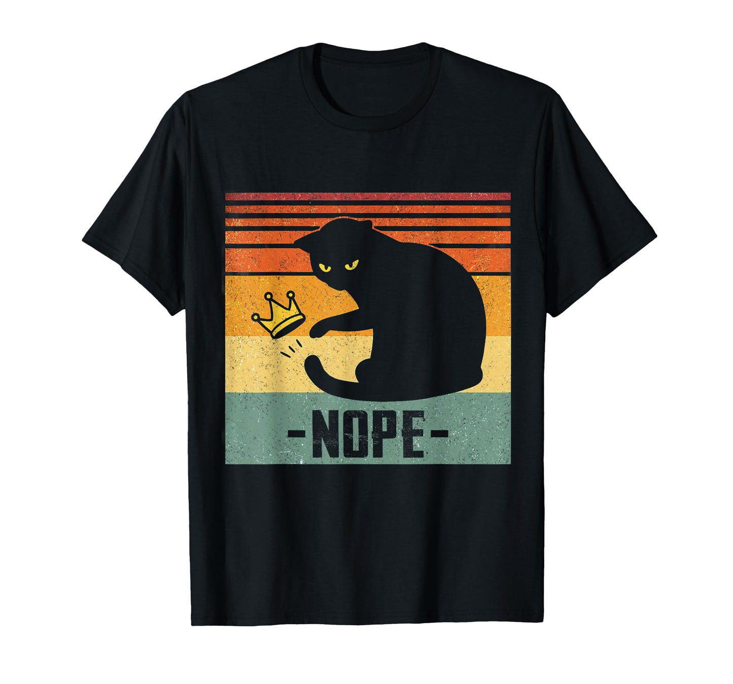 No Kings In America Black Cat Funny Cat Kicking Crown T-Shirt