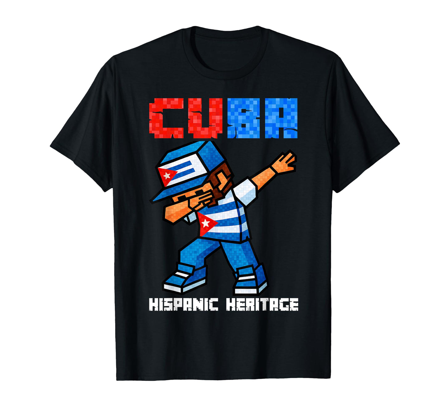 Cuba Dabbing Boys Game Pixel Hispanic Heritage Cuban Kids T-Shirt