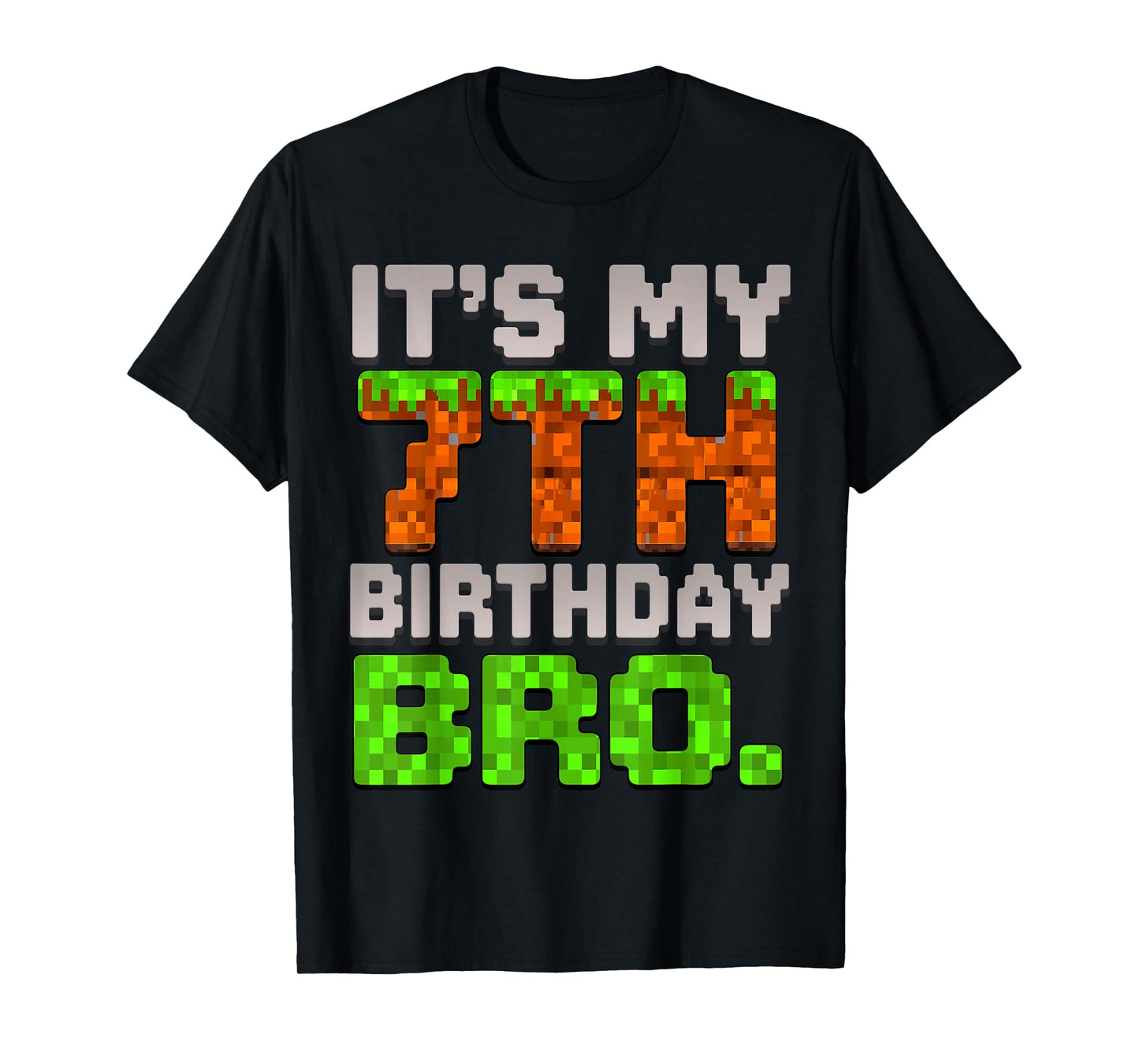 Kids Boy It's My 7th Birthday Bro Video Game Pixel T-Shirt