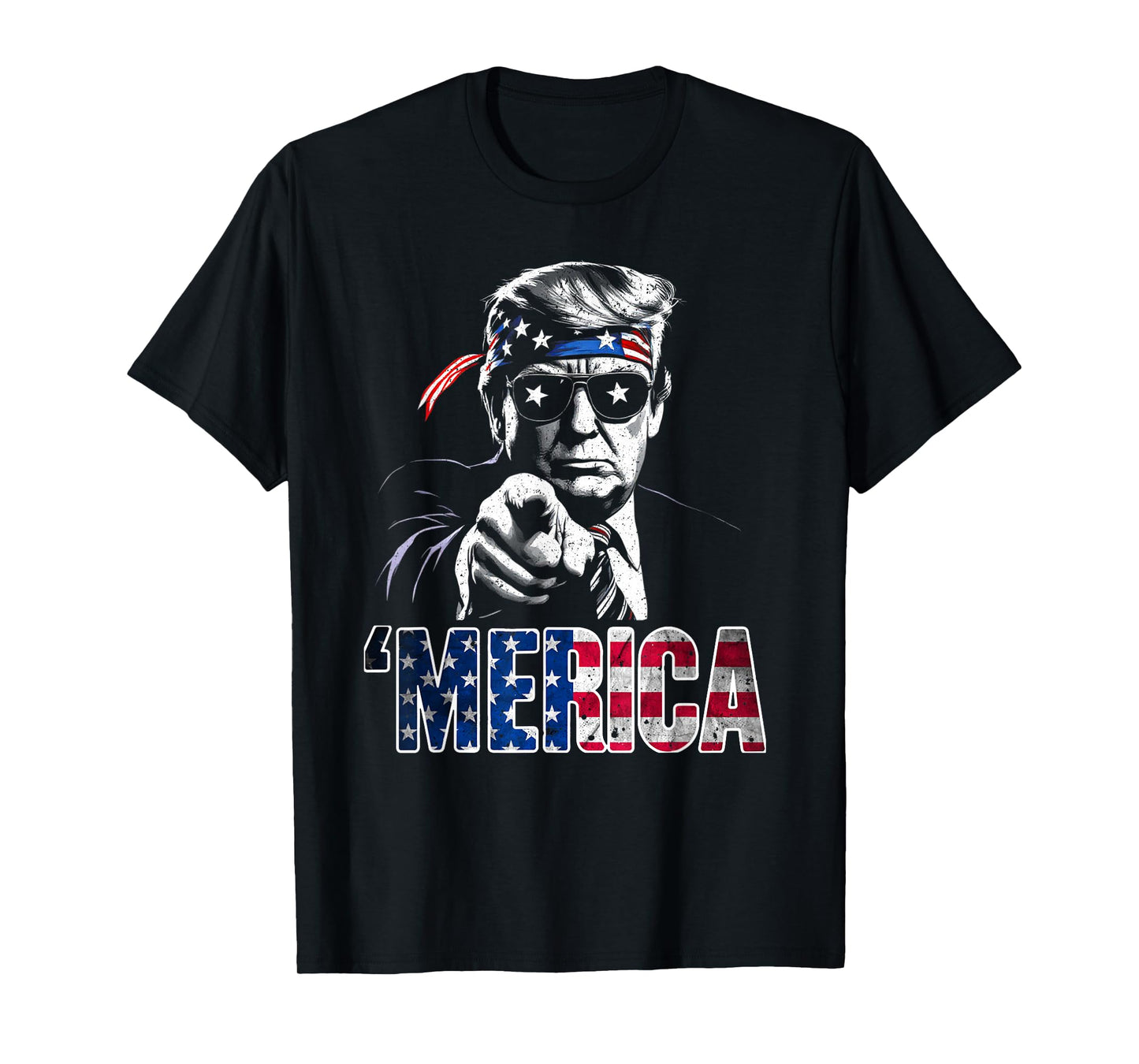 Happy 4th Of July 'MERICA TRUMP American Flag USA T-Shirt