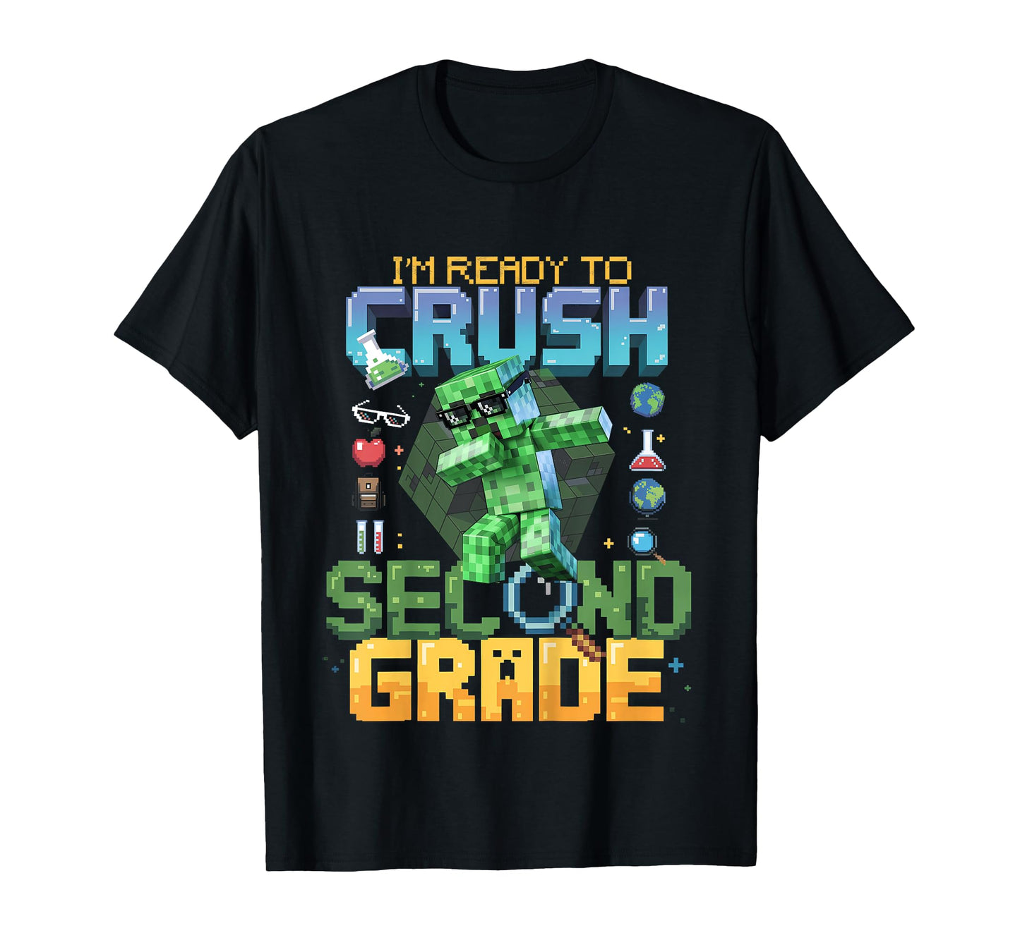 Kids I'm Ready To Crush Second Grade Video Gamer Pixel Number T-Shirt