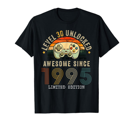 30 Year Old 1995 Level 30 Unlocked 30th Birthday Men T-Shirt